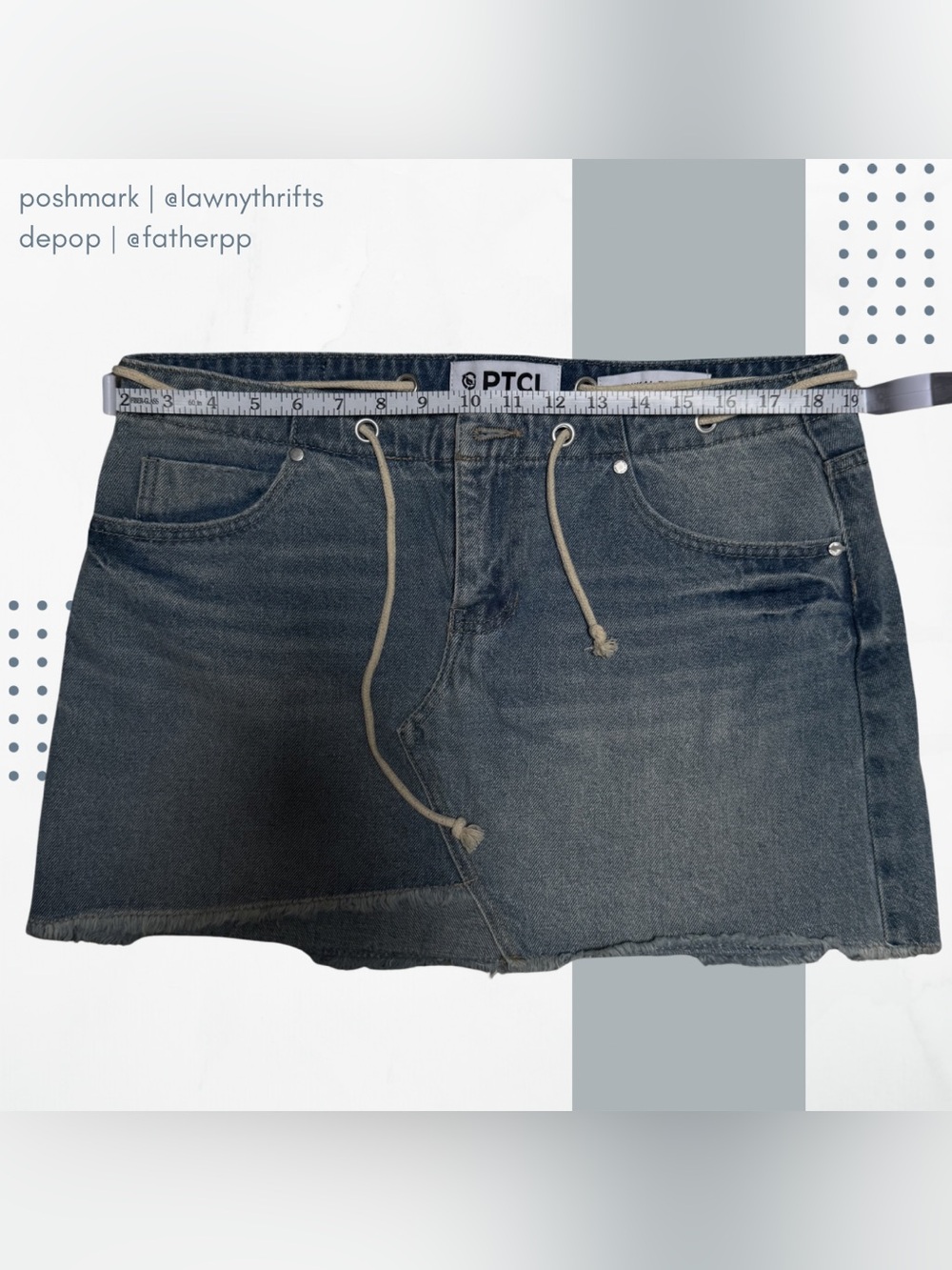 PTCL Denim Mini Skirt with Drawstring Waist